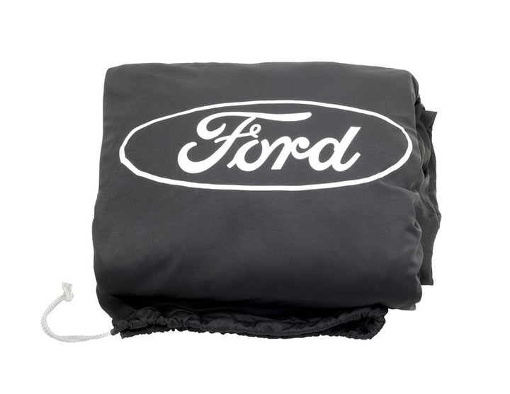 Copertura protettiva Premium nera con rivestimento bianco e logo Ford ovale bianco