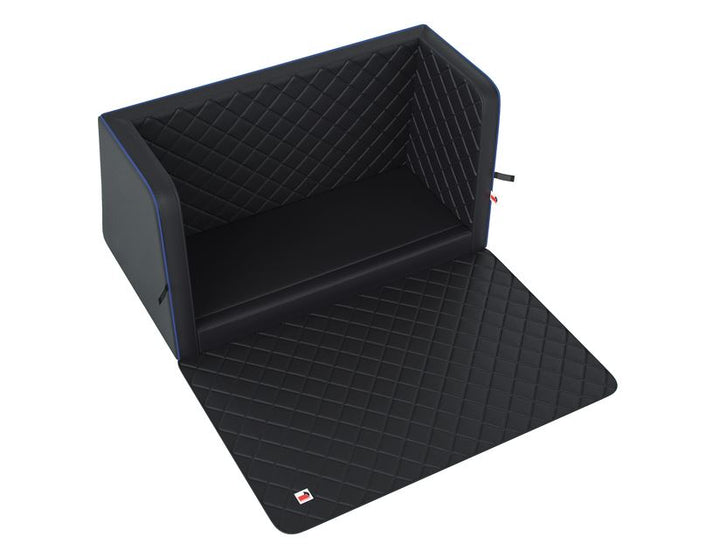 padsforall®* Rivestimento bagagliaio per trasporto animali domestici  similpelle nera con profilo blu, misura: S