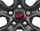 Coprimozzo centrale in lega Focus Puma nero +logo ST rosso, singolo