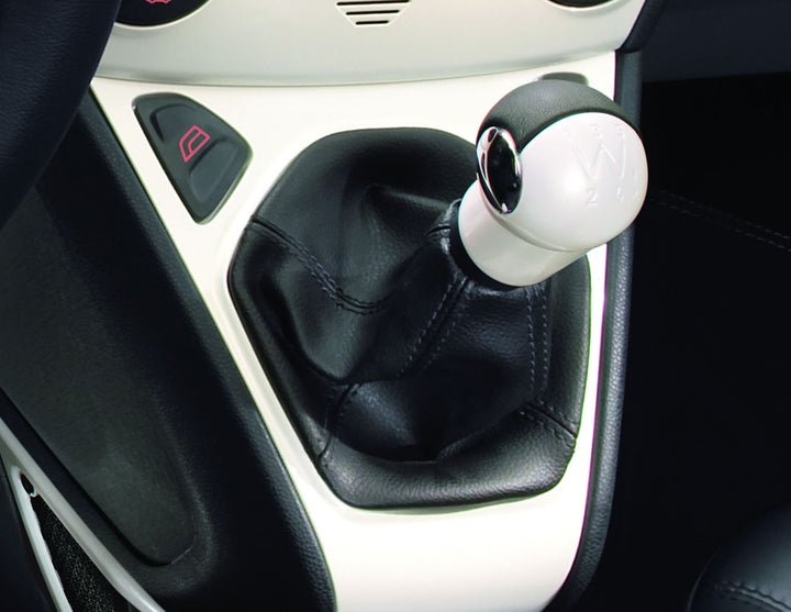 Originale Ford Ka Pomello leva cambio Bianco Perla con inserti neri in pelle