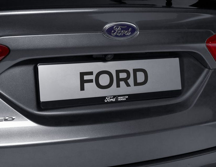 Portatarga Ford nero, con stemma Ford bianco e scritta bianca 