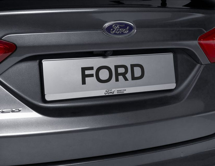 Portatarga Ford, argento, con stemma Ford nero e scritta nera 