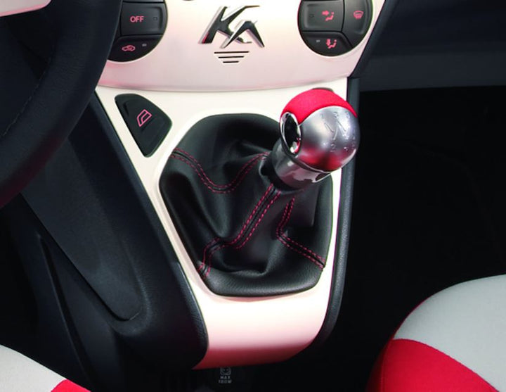 Originale Ford Ka Cuffia per pomello leva del cambio Nero vinile con cuciture rosse