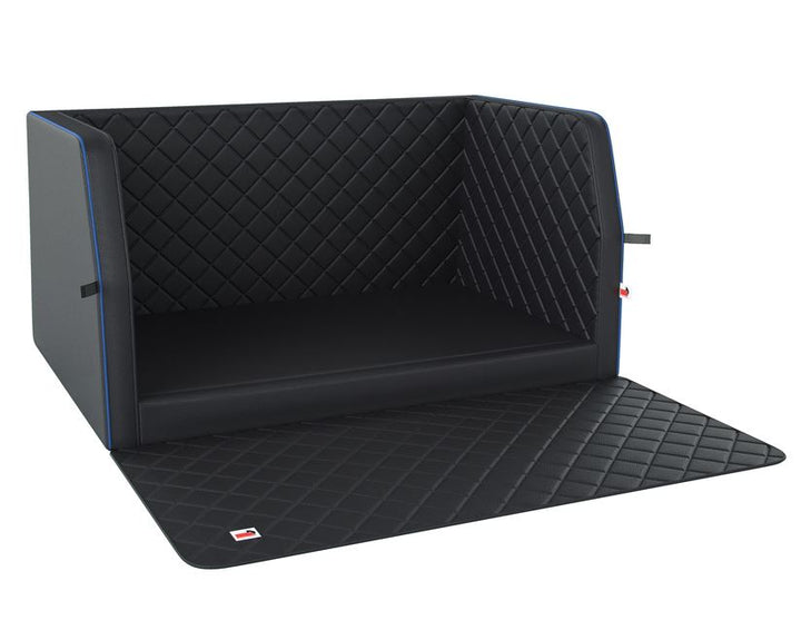 padsforall®* Rivestimento bagagliaio per trasporto animali domestici  similpelle nera con profilo blu, misura: M