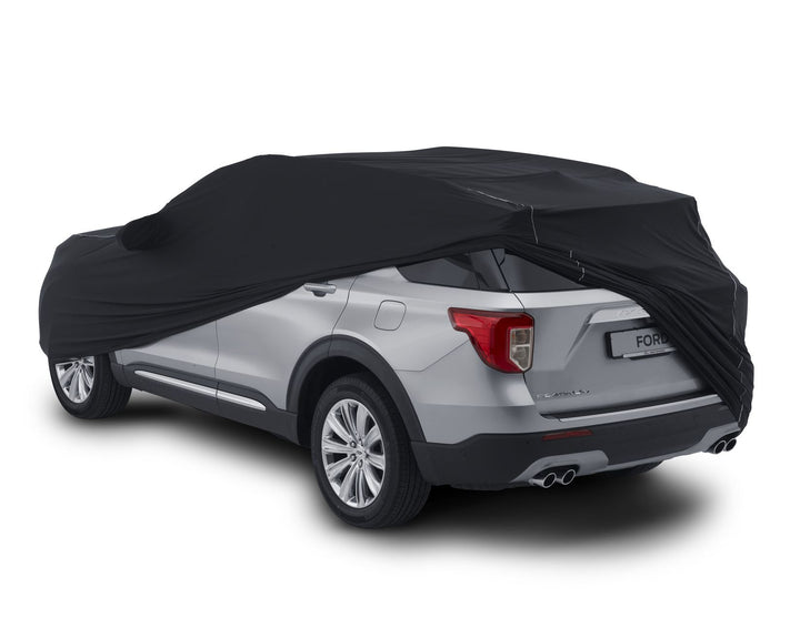 Originale Ford Explorer Plug-In-Hybrid Copertura protettiva Premium nera con rivestimento bianco e logo Ford ovale bianco