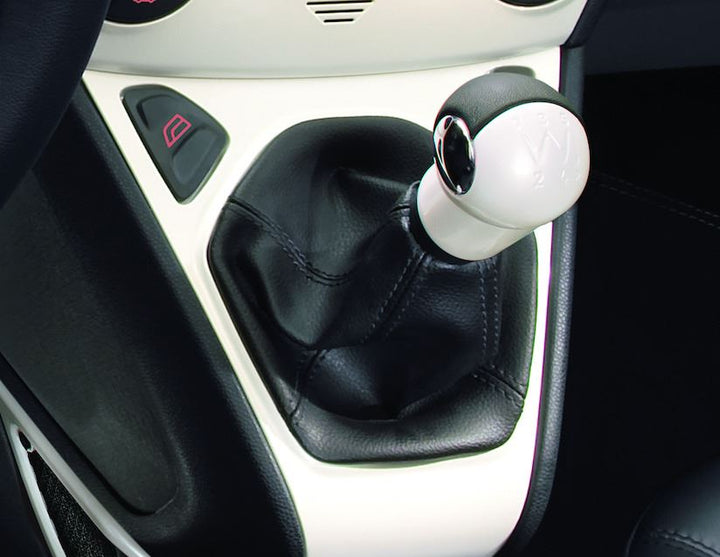 Originale Ford Ka Pomello leva cambio Bianco Perla con inserti neri in pelle