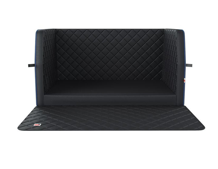 padsforall®* Rivestimento bagagliaio per trasporto animali domestici  similpelle nera con profilo blu, misura: M
