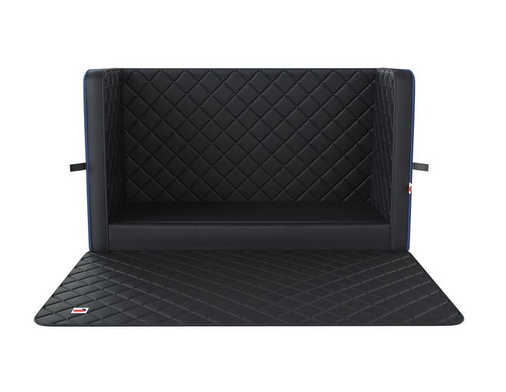 padsforall®* Rivestimento bagagliaio per trasporto animali domestici  similpelle nera con profilo blu, misura: S