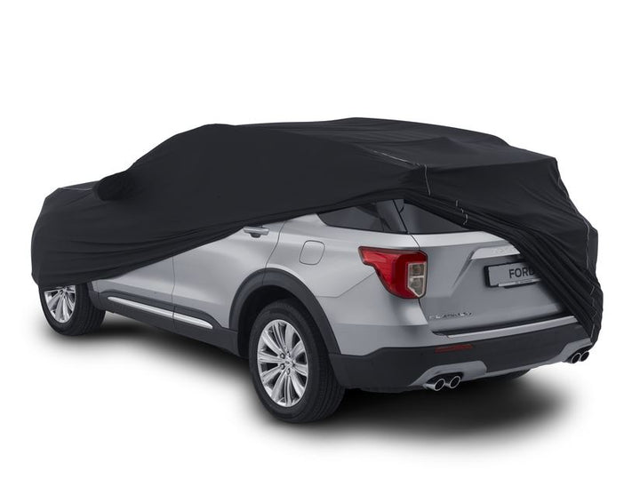 Originale Ford Explorer Plug-In-Hybrid Copertura protettiva Premium nera con rivestimento bianco e logo Ford ovale bianco