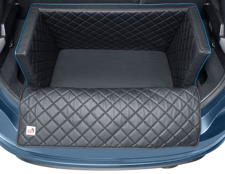 padsforall®* Rivestimento bagagliaio per trasporto animali domestici  similpelle nera con profilo blu, misura: S