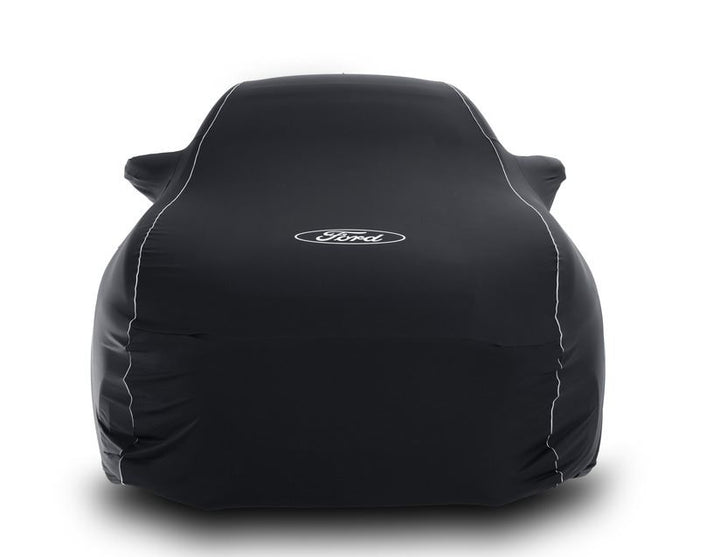 Copertura protettiva Premium nera con rivestimento bianco e logo Ford ovale bianco