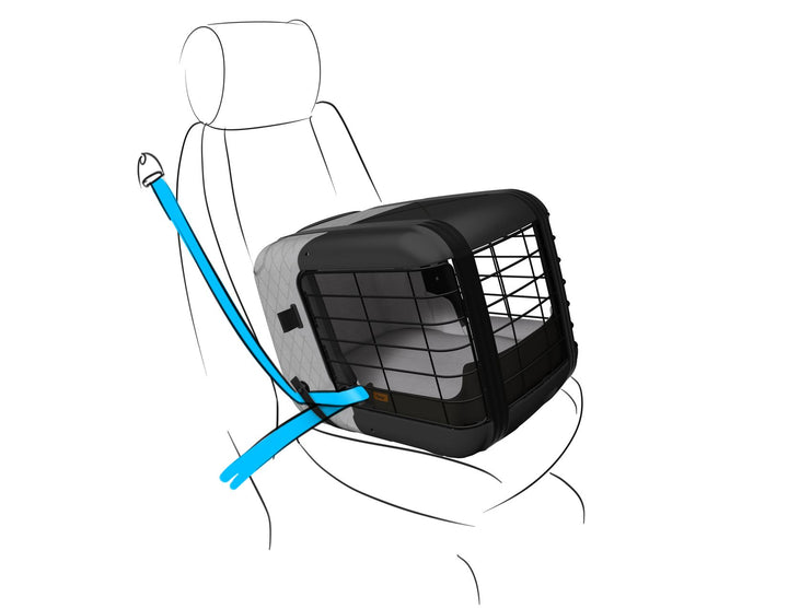 4PETS®* BOX DA TRASPORTO CAREE PER CANI E GATTI, DA FISSARE SALDAMENTE SU QUALSIASI SEDILE PASSEGGERI, COOL GREY