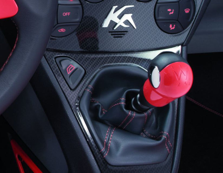 Originale Ford Ka Pomello leva cambio Sunrise (rosso) con inserti neri in pelle