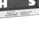 Portatarga Ford, argento, con stemma Ford nero e scritta nera 