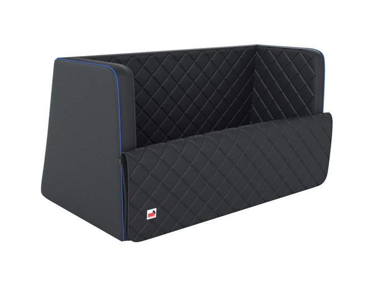 padsforall®* Rivestimento bagagliaio per trasporto animali domestici  similpelle nera con profilo blu, misura: S